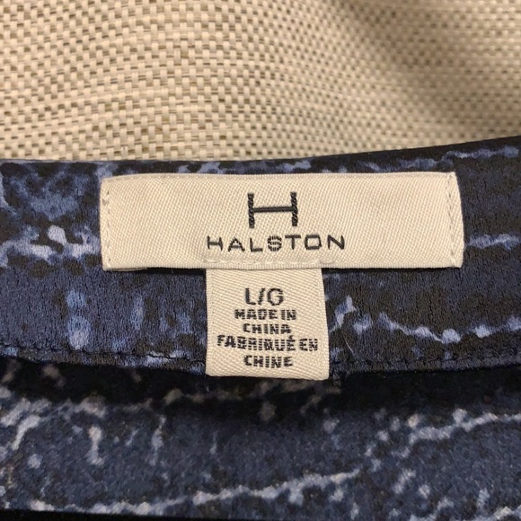 HALSTON Dark Blue Snake Skin Pattern Longsleeve Dress- Silk - Picture 4 of 4